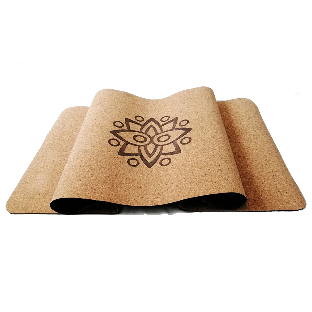 Custom Printed Eco Friendly Pilates Fitness Exercise Natural Gym Rubber Cork Yoga Mat