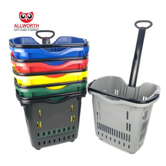 China Made 100% Recyclable Colorful Stacking Foldable Plastic Shopping Handle Basket