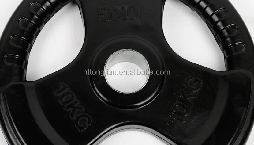 
Three Grips Rubber Coated Weightlifting Weight Plate With Competitive Price 