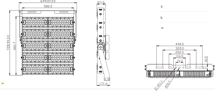 Factory direct sale module 160lm/W eagle hawk shape adjustable 800W 1000W Led High pole Light for sport stadium flood lighting