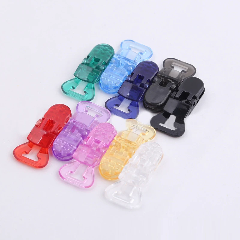 Wholesales Pacifier Clip Plastic Dummy Soother Holder Infant Nipples Teething Toys Teether Chain Transparent Clips Multi Color