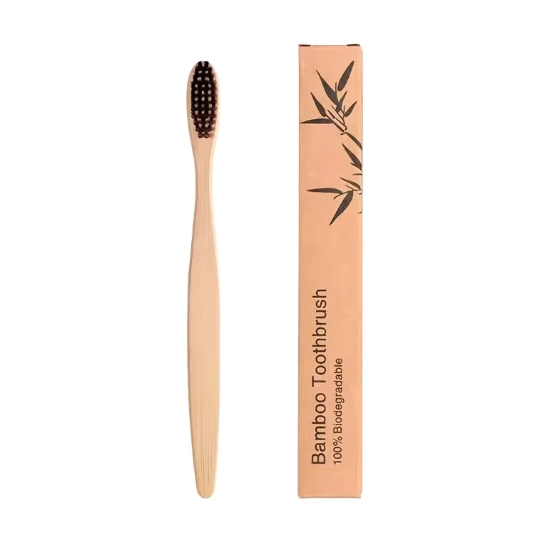 Hot 100% Natural Bamboo Charcoal Wooden Toothbrush for Hotel and Guesthouse