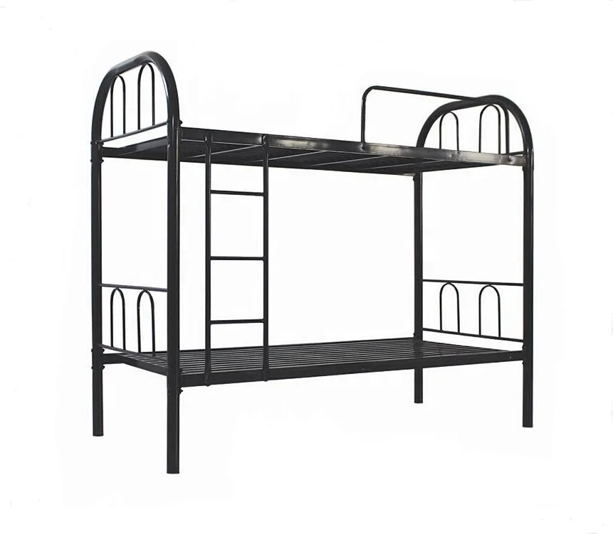 Metal bed school dormitory used black iron steel single metal bunk bed frame with slide for adult