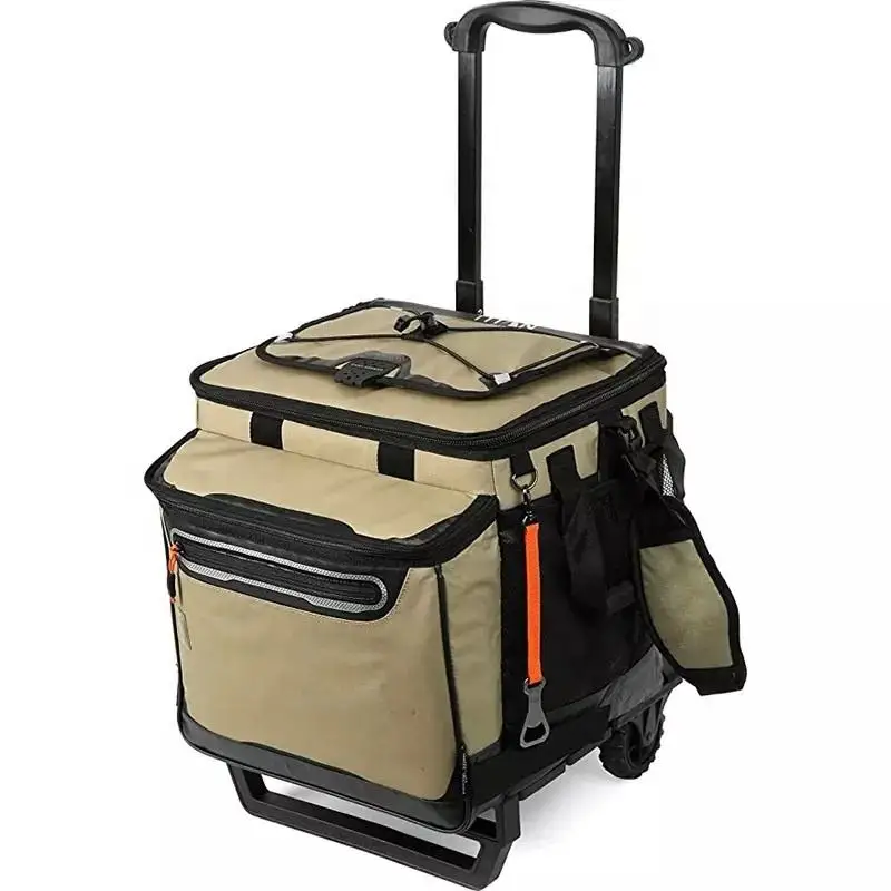 Custom Foldable foldable grocery shopping bag with wheels Insulated cooler trolley bag