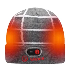 Winter Outdoor Thermal Heat Heating Cap Grey Knitted Heated Beanie Winter Hats For Men And Women