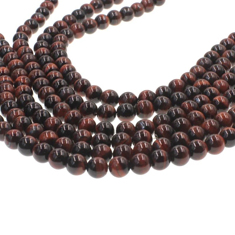 Wholesale Loose Bead Strand Round Gemstone Natural Red Tiger Eye Stone Beads For Jewelry Making MS-021