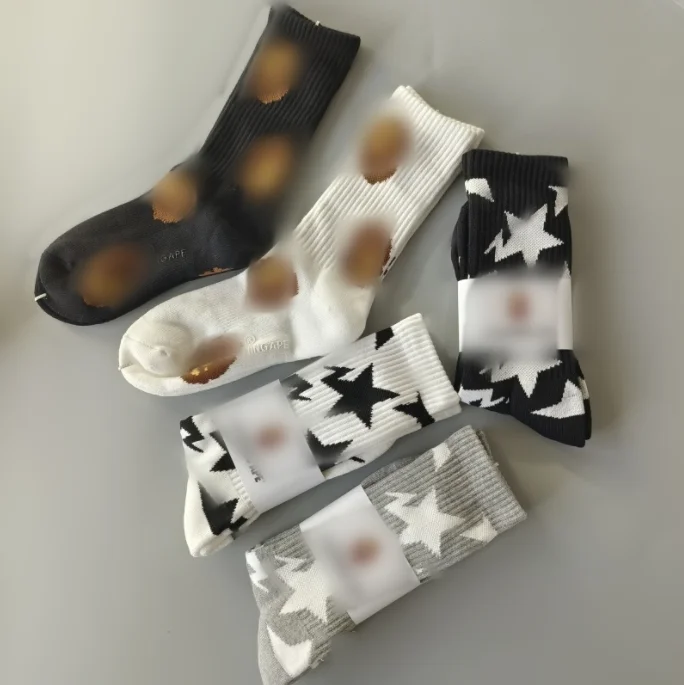 Wholesale Designer Sports Ape Embroidered Socks Custom Brand Cotton Dress Autumn Knitted Socks Women Men Fashion Socks