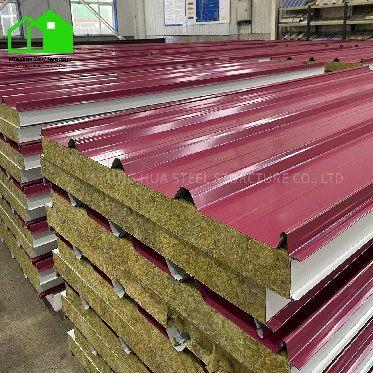 Insulated metal roofing panels Corrugated metal roofing panels Rock wool sandwich board