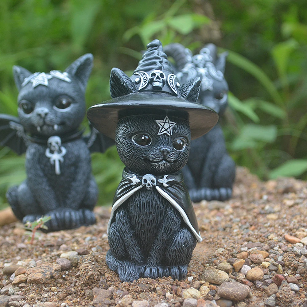 hot Cat Halloween Lawn Resin Desktop Ornament Funny Outdoor Garden Statue Figurine Halloween Decoration Dropshipping