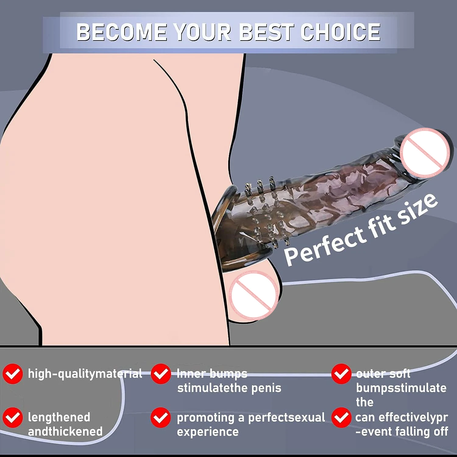 Crystal spiked condom  sex toys for men Enlarge and Thicken Couple Reusable Cock Penis Sleeve Extender Flirting extended condom