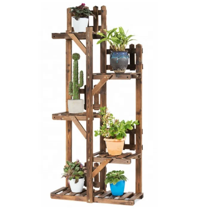 New Arrival Bamboo Plant Stand Flower Shelf 5 Tier Rack Wood Display for Garden Outdoor Cheap Decoration