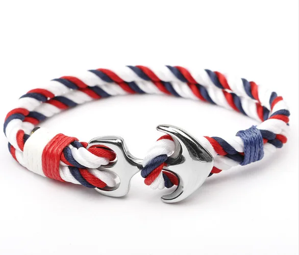 New Naval style Handmade Woven Adjustable Milan Ropes Bracelet Nylon Airplane Anchor Fish Hook Bracelets For Men Summer Jewelry
