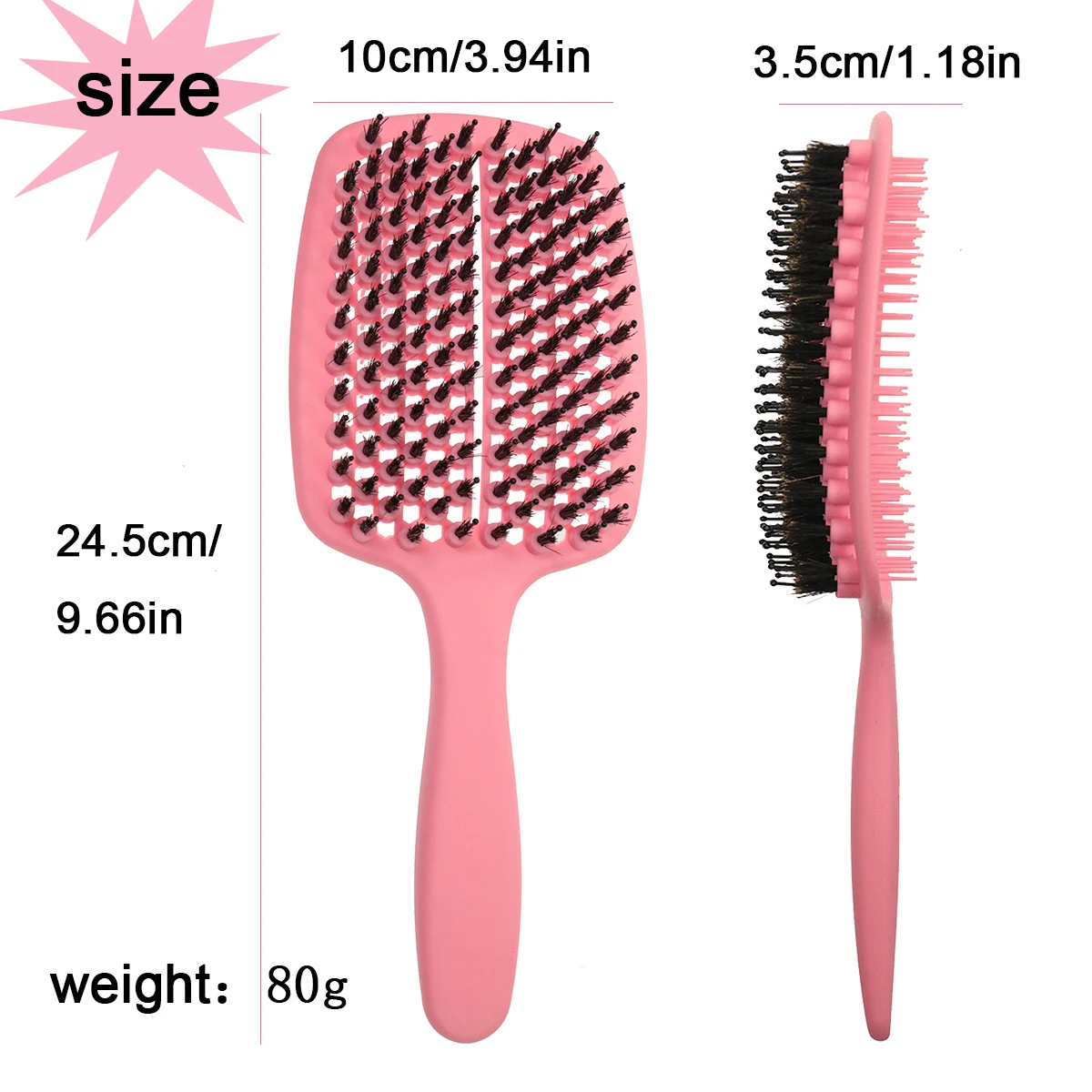 Hot Sales Hairdressing Comb Customized Boar Bristle Hair Brush with Nylon Pins Vent Detangler Hair Brush for Wet Dry Hair