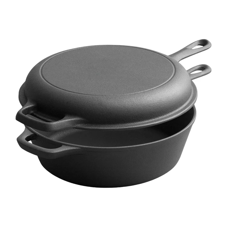 2023 Hot Sale Cast Iron Outdoor Cookware Cooking Pot Dutch Oven Combo Cooker Cast Iron Frying Pan With Long Handle
