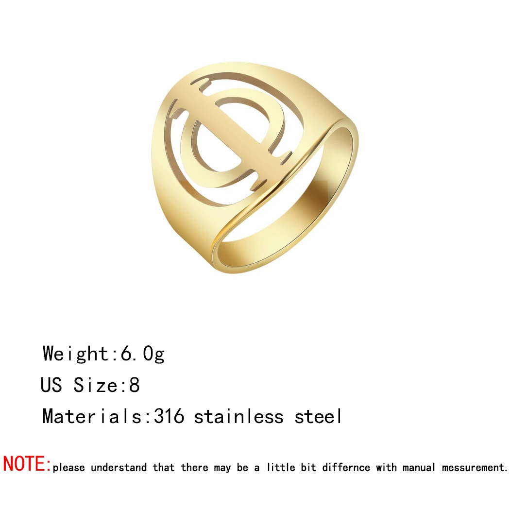 Stainless Steel Greek Letter Phi Signet Ring in Sterling  Metal Symbol Ring Maths For Mother Day