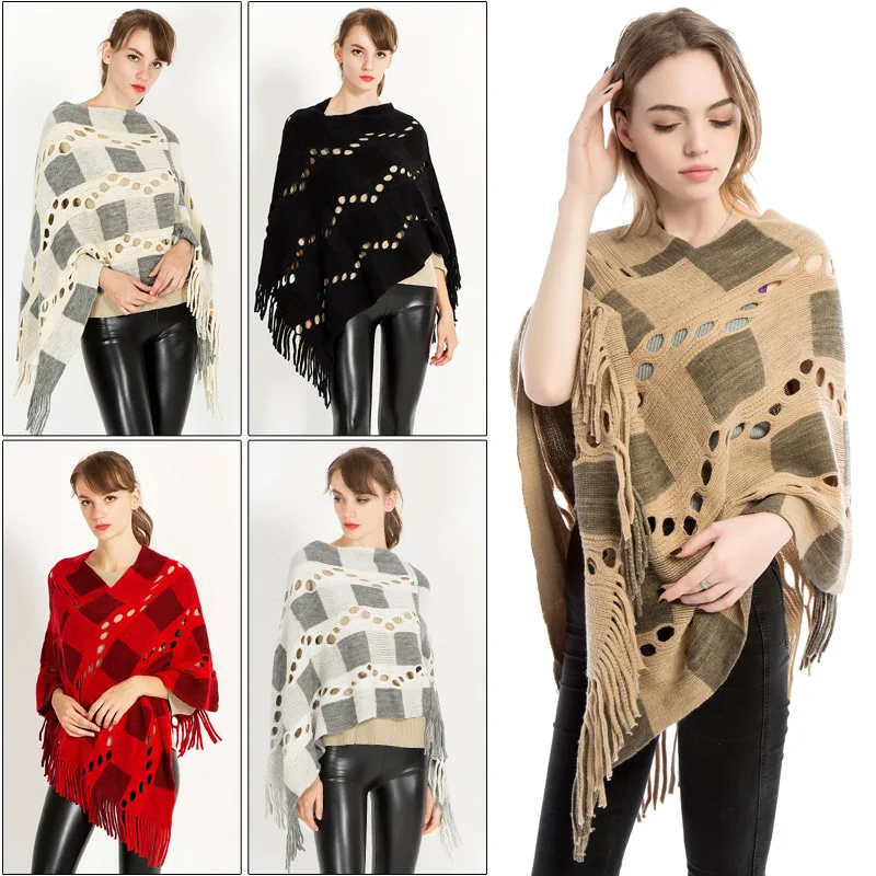 
Knitted lady winter wraps and shawls to keep warm acrylic new fashion thick winter scarves and ponchos 