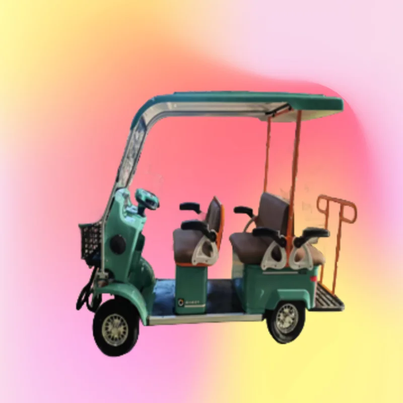 New 60V Multi-Row Seat Leisure Four-Wheeler Semi-Closed Cover Safety Handrails Integrated Battery Steel Frame Rear Hub Motor