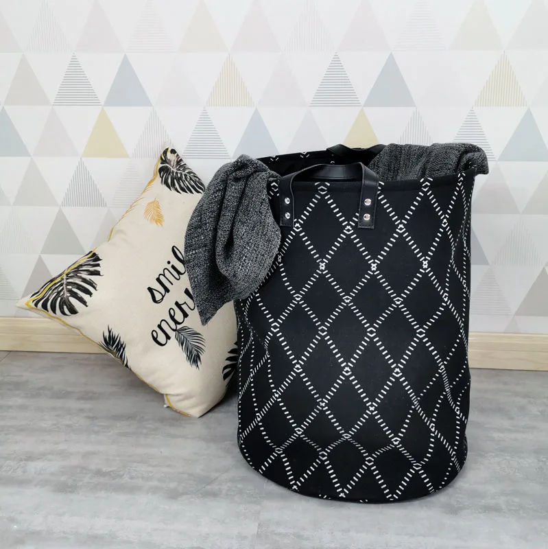 Custom wholesale fabric laundry basket home toy storage basket set hamper with handle