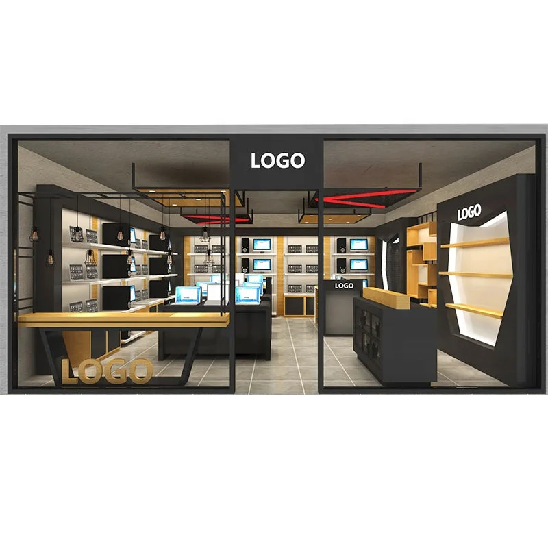 Pioneer Retail Wood Store Display Rack Shelf for Laptop Computer Showroom Design