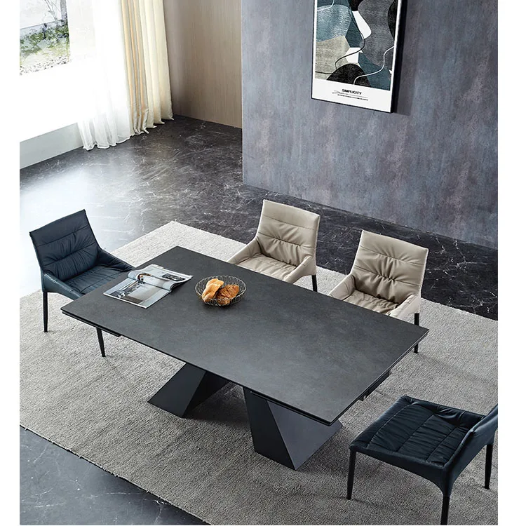 Sample hot sale luxury modern extendable round Italian room folding furniture marble restaurant dining table
