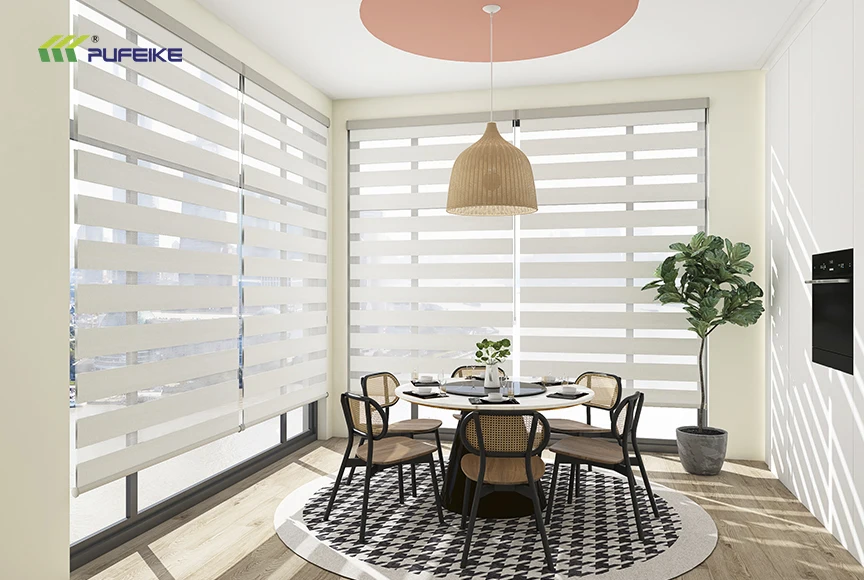 Zebra Blinds Electric Cordless and Remote-Controlled Roller Shades Blackout Fabric for French Windows Home Use Zebra Blinds