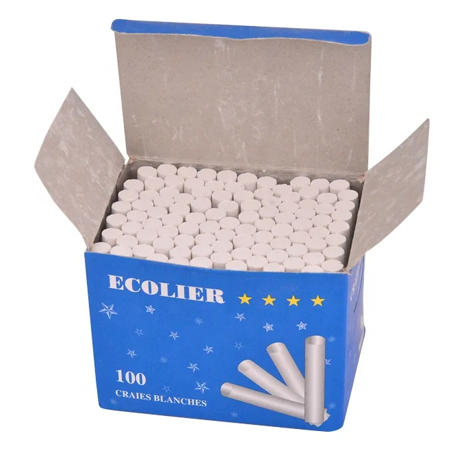 dustless white colored 100Pcs  high quality chalk  wholesale cheap price chalk  dustfree scholl chalk OEM Customized