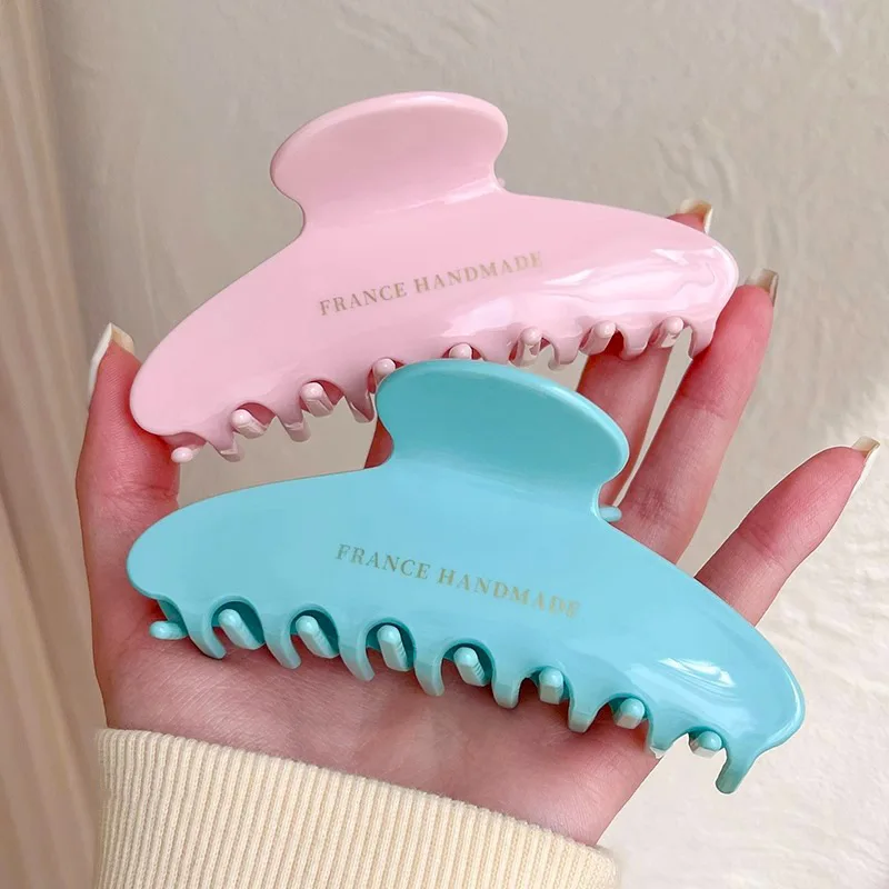 QianJin Accept Custom Logo Solid Summer Color Acetate Hair Claw Clips Hairpin for Women Girl Daily Headwear Accessories