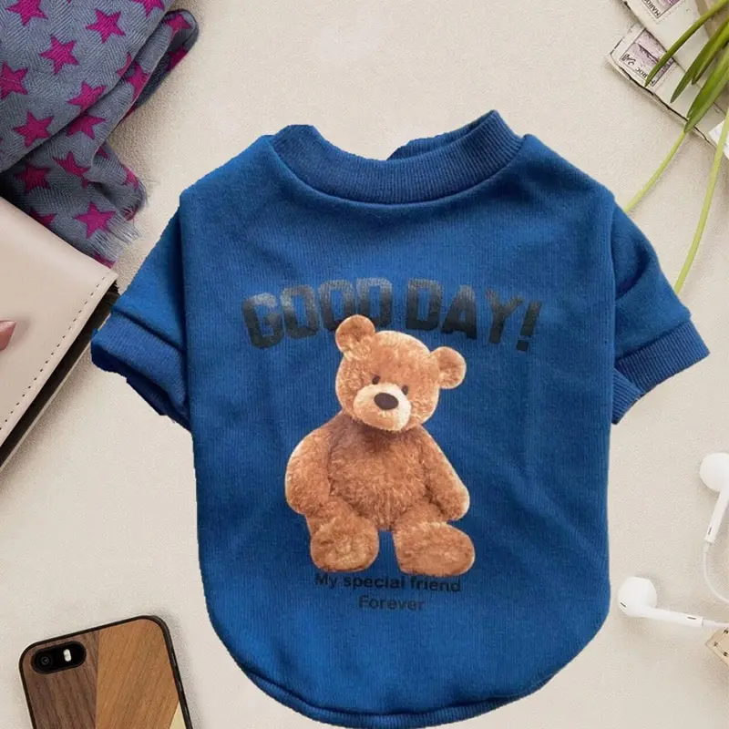 Cotton Fashion pet dog cat clothes cute Breathable Pet T Shirts Clothing cartoon bear Crew Neck Puppy Hoodie pet supplies