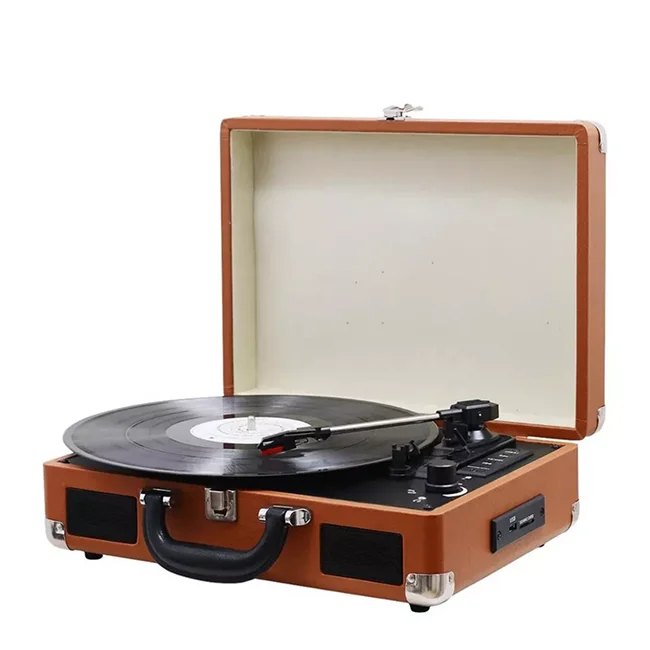 Nisoul Multiple Wireless USB Modern Retro Gramophone Portable Briefcase Vinyl Player Easy Carry Handle Turntable Player
