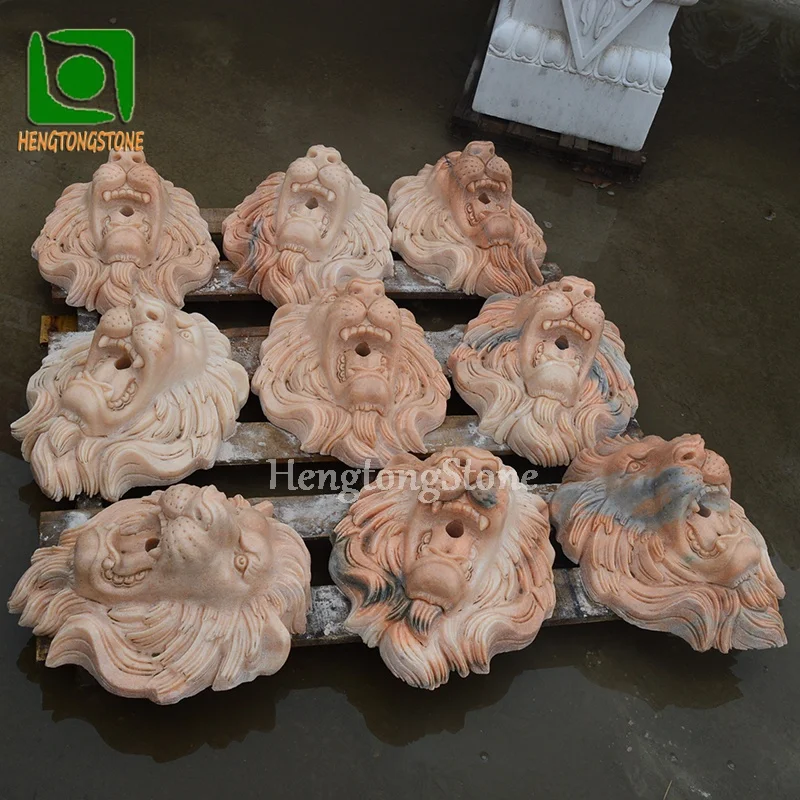 Wall Decorative Marble Lion Head Sculpture