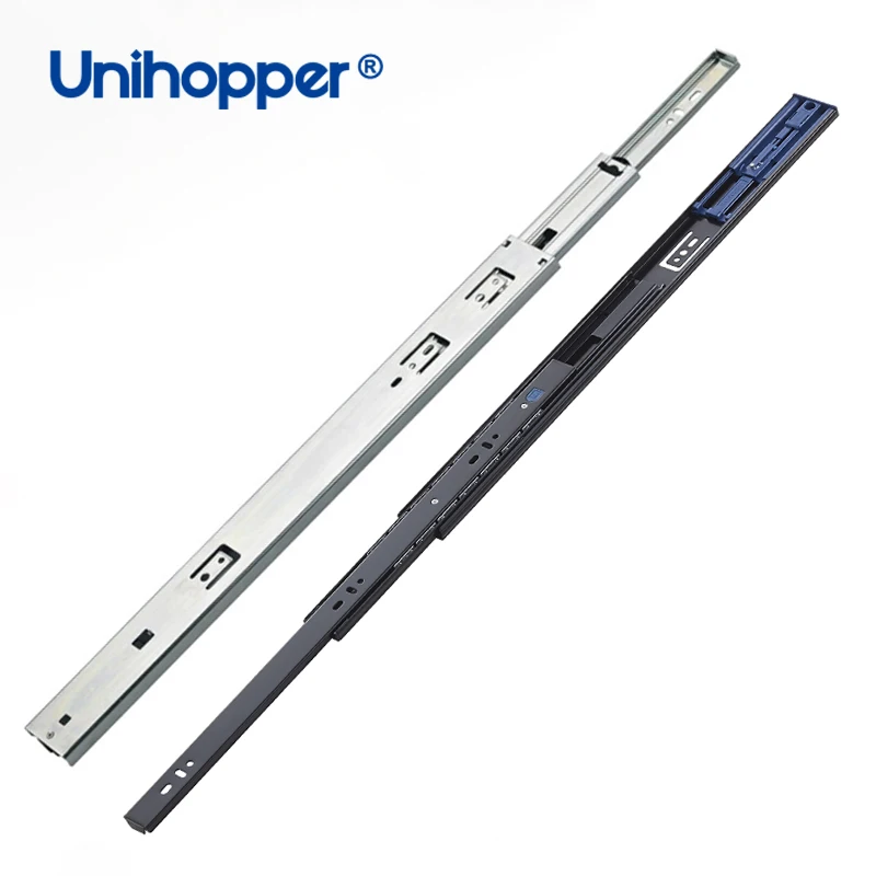 Unihopper 45mm Drawer Telescopic Channel Soft Close Drawer Slider Push to Open Ball Bearing Drawer Slide for Kitchen Cabinet