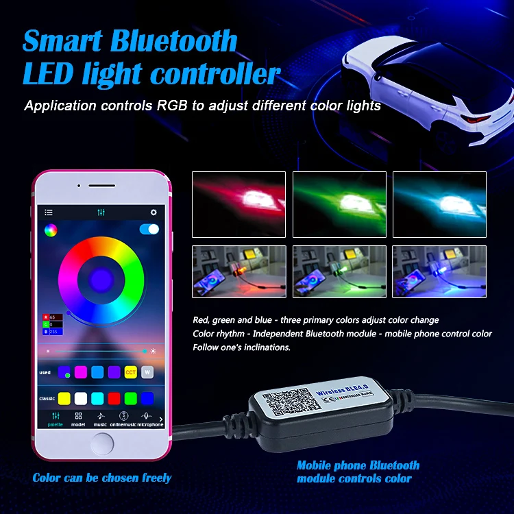 RTD  app control rgb headlight bulb H4 H7 9005 9006 9012  H11 angle eyes bulb change color with music for blue booth control