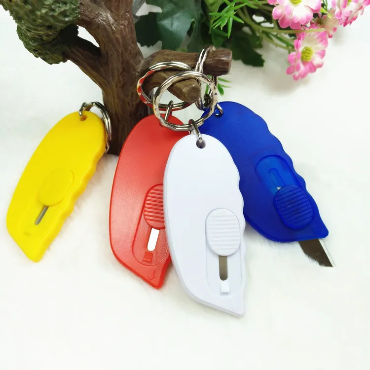 customized promotional plastic Stationery Utility Knife Small Envelope Cutter Envelope Knife with keyring,custom logo key ring