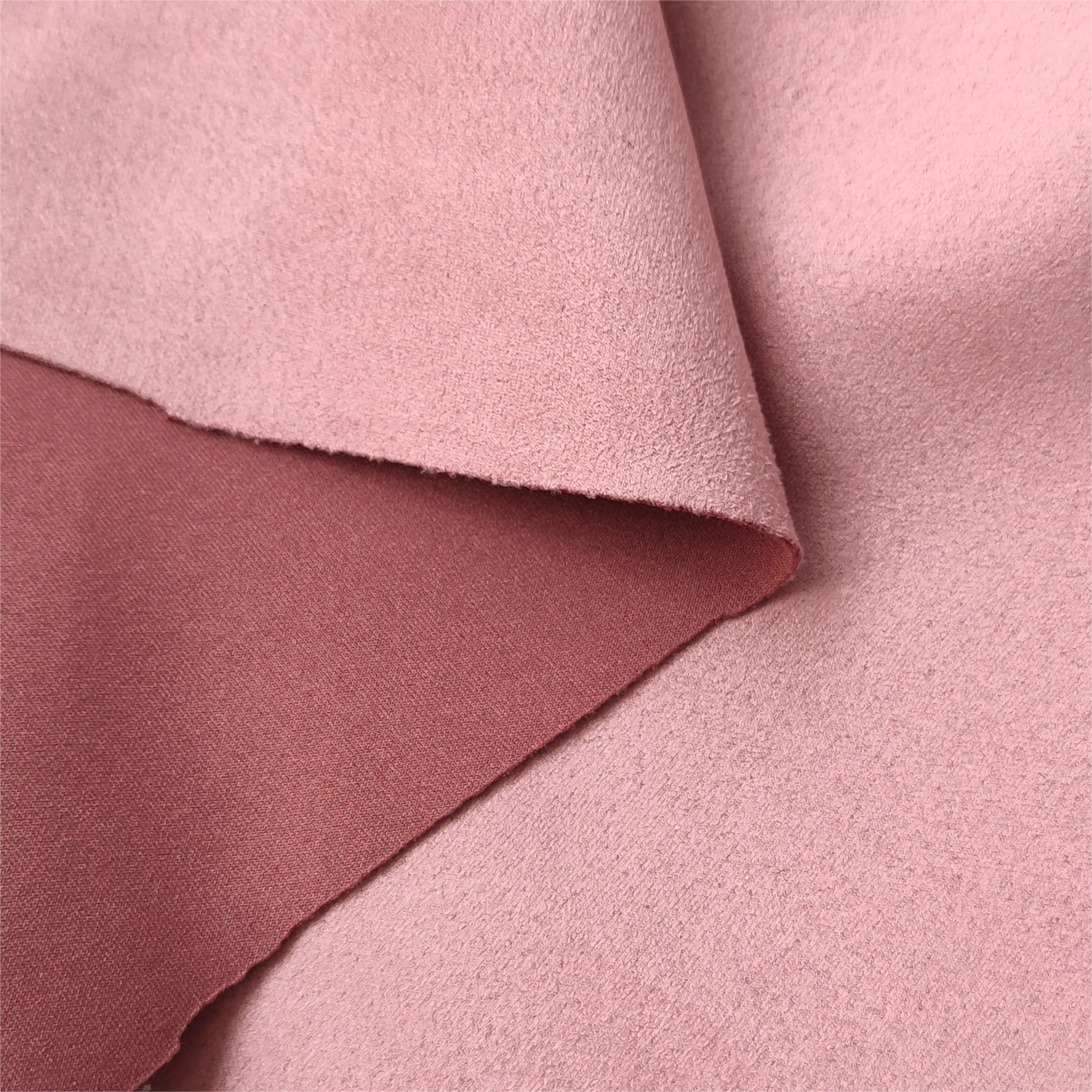 Custom thickened 95%polyester 5%spandex air layer knitted 4-way elastic suede fabric  clothing fabric