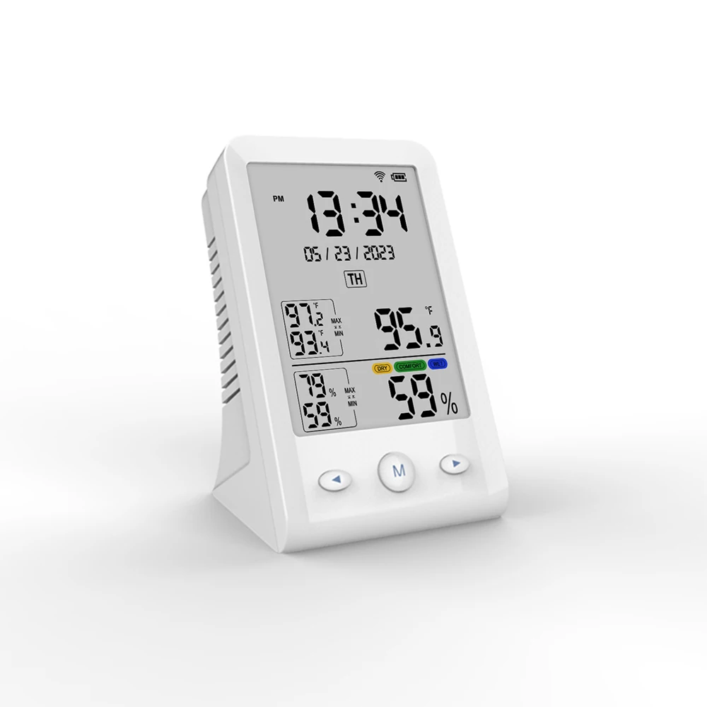 Built in rechargeable lithium battery digital clock Tuya intelligent temperature hygrometer temperature unit switching