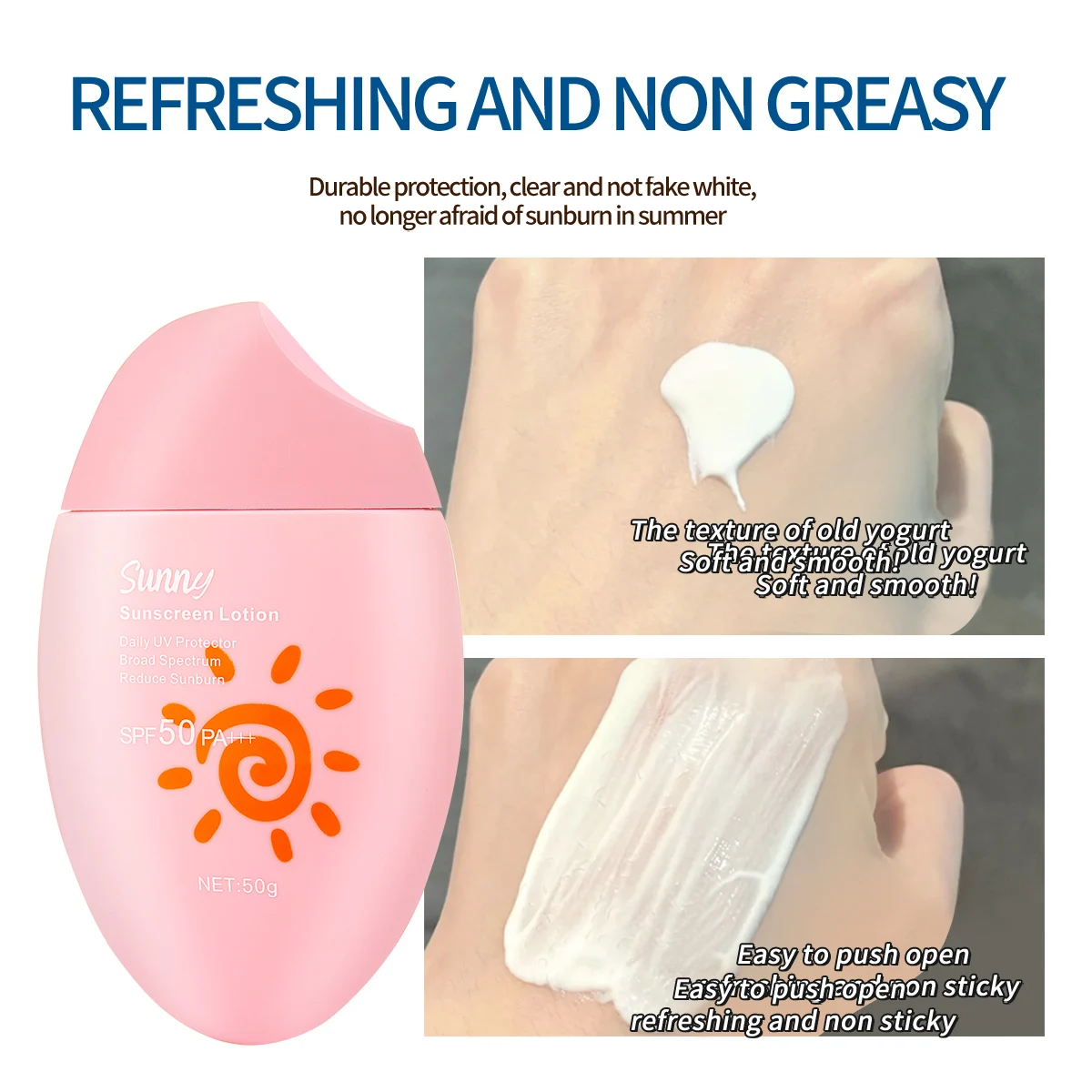 Custom Sunscreen Gel Isolation Facial Protector Sun Block Manufacturer SPF50 PA+++ Tanning Protection Cream Mineral UV Damage