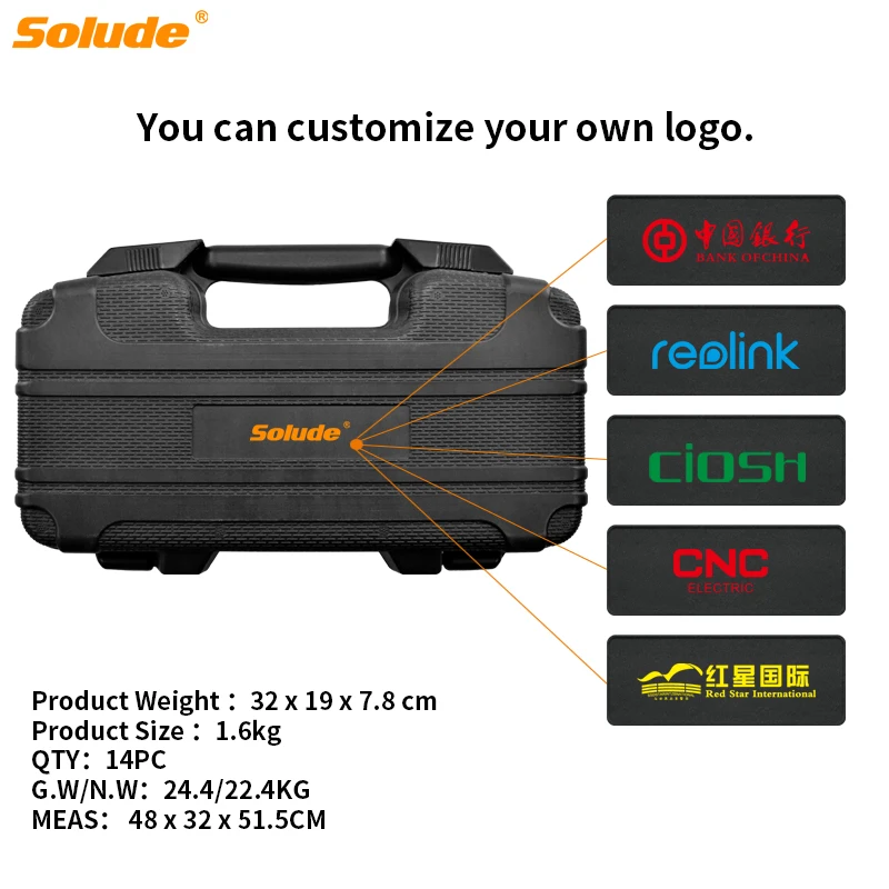 Solude Custom Logo Hard Plastic Screwdriver Spanner Hammer Mechanical Engineering Tool Box