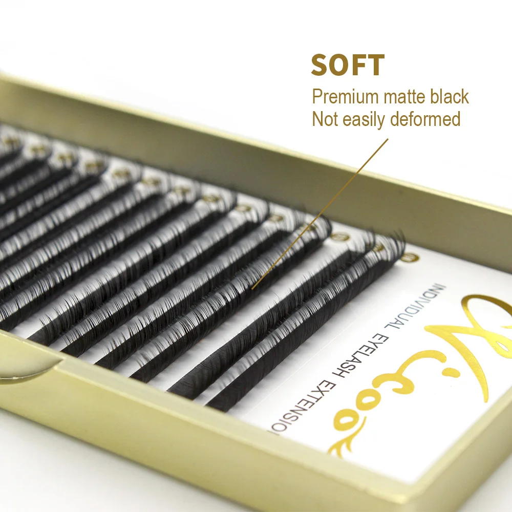 16Rows Individual Eyelash Extension for Professional Lash C/D/DD Fake Eyelashes Natural Soft Faux Mink Black Matte Maquiagem