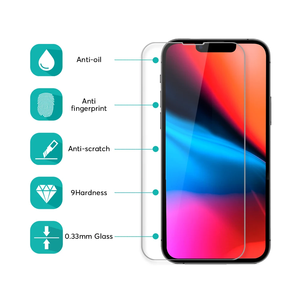 2pack cell phone screen protector for iphone 13/13 pro tempered glass with camera lens protectors and applicator