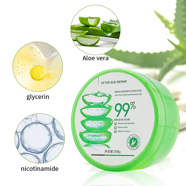 Private Label 100% Natural Moisturizer Repairing After-sun Repair Soothing Organic Bulk Face Care 99% Pure Aloe Vera