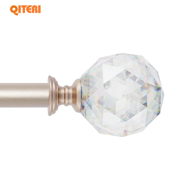 Acrylic nickel curtain rod accessories hotel metal Decorative curtain poles