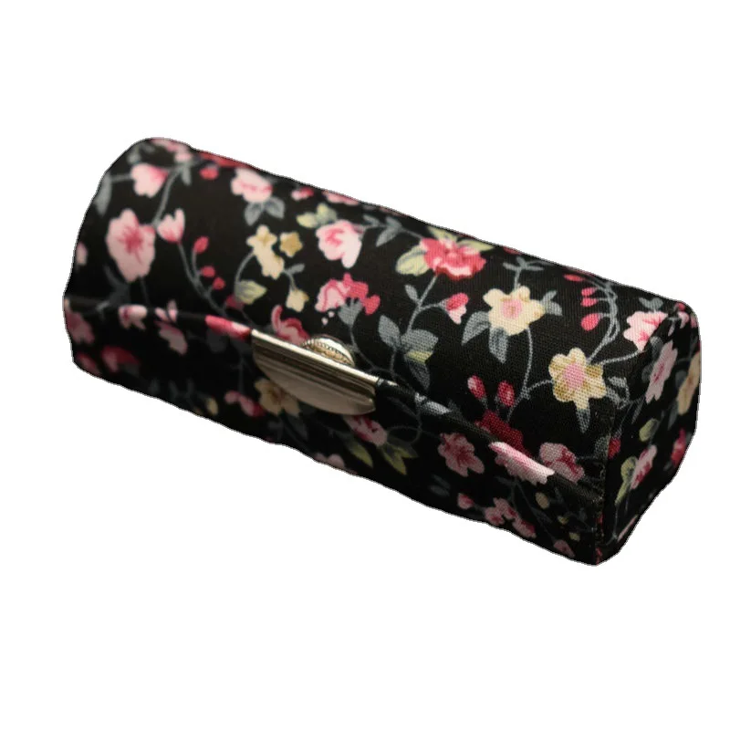 Handmade Custom Durable Rouge Organizer Bag Floral Lipstick Holder With Mirror