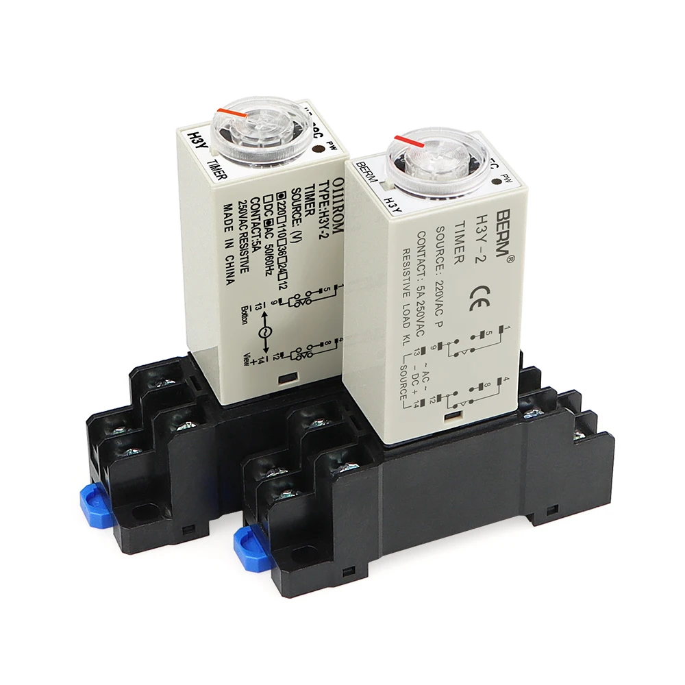 With base H3Y-2 DC24V DC12V AC220V energized time delay relay H3Y-4 small time relay
