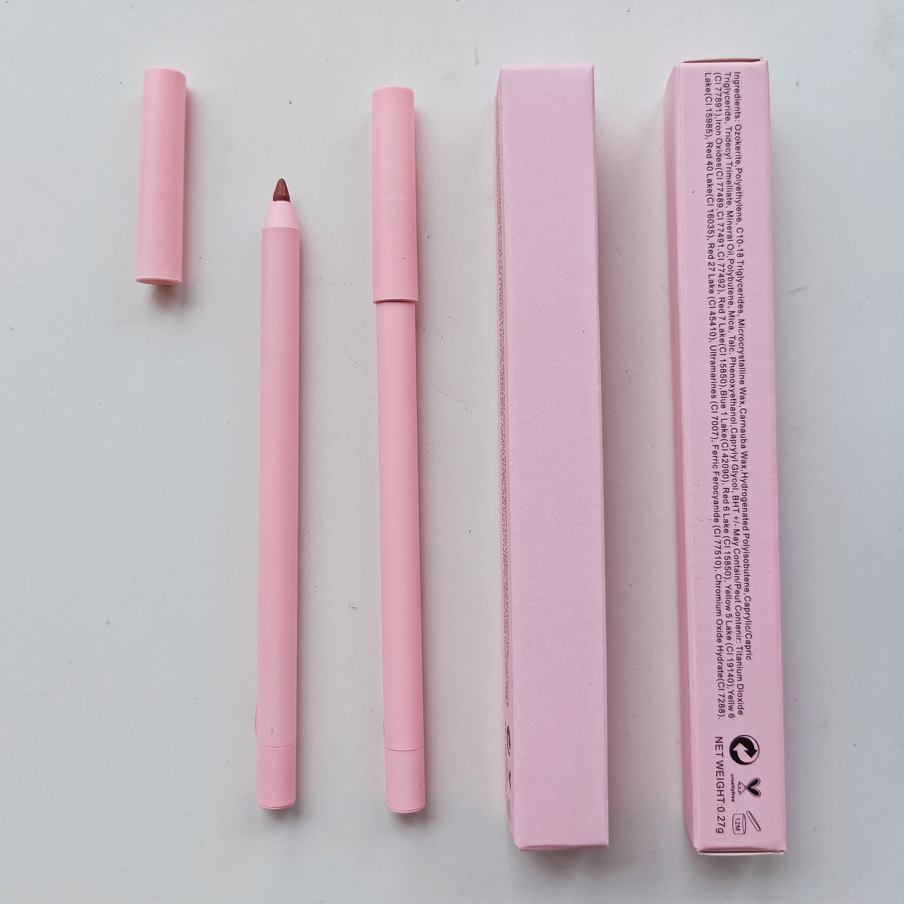 Private Label Cosmetics Pink Lipliner Lip Liner Makeup Vegan Cruelty Free Waterproof Long Lasting Matte Creamy  Pencil