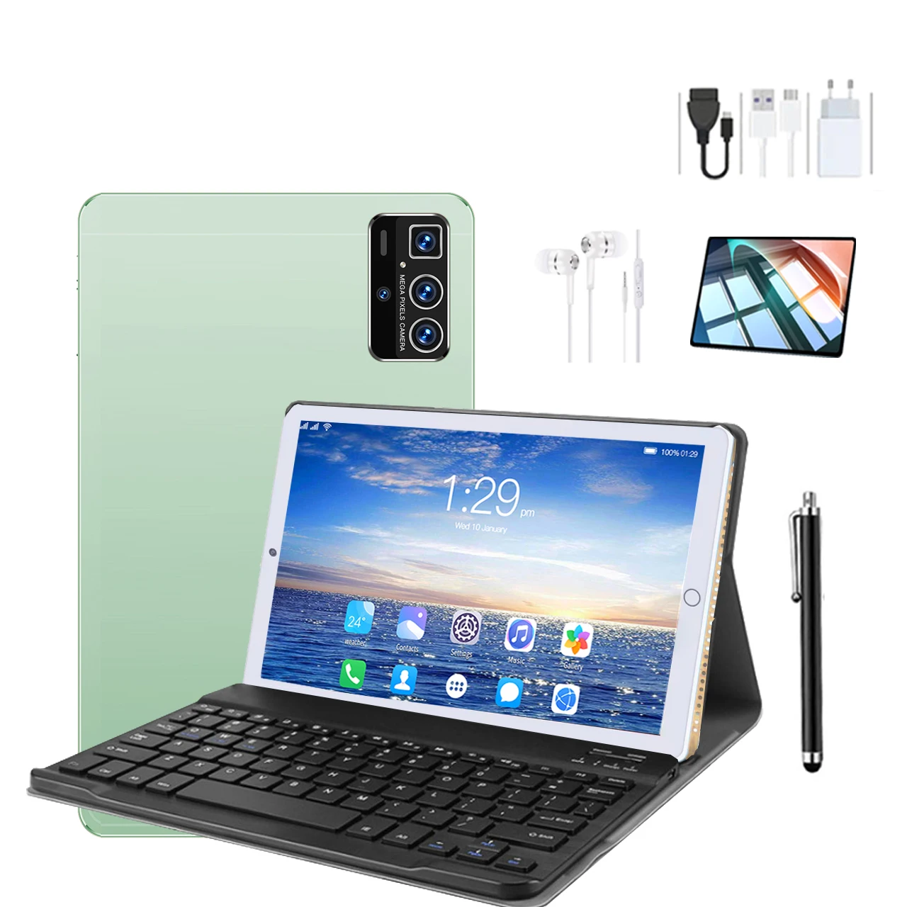 Customized 10 inch Business Bidding Tablet PC 2.0GHZ Octa Core MTK Android 13 Tablets with BT Keyboard Speaker Mouse Case