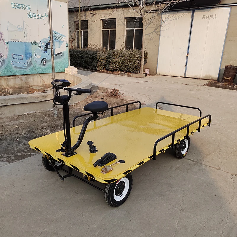 Warehouse turnover goods electric trolley Hand-Push mute flatbed truck electric dumper Electric trolley carrying