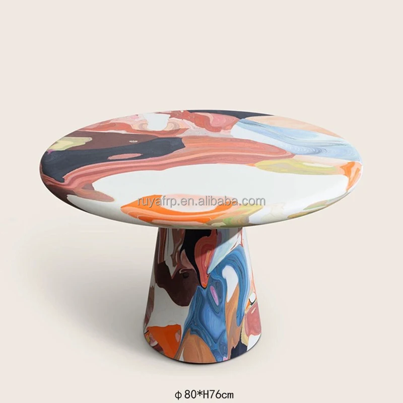 Stylish Round Coffee Table with Custom Artwork Ideal Accent Furniture for Living Area Combining Functionality and Artistic Flair