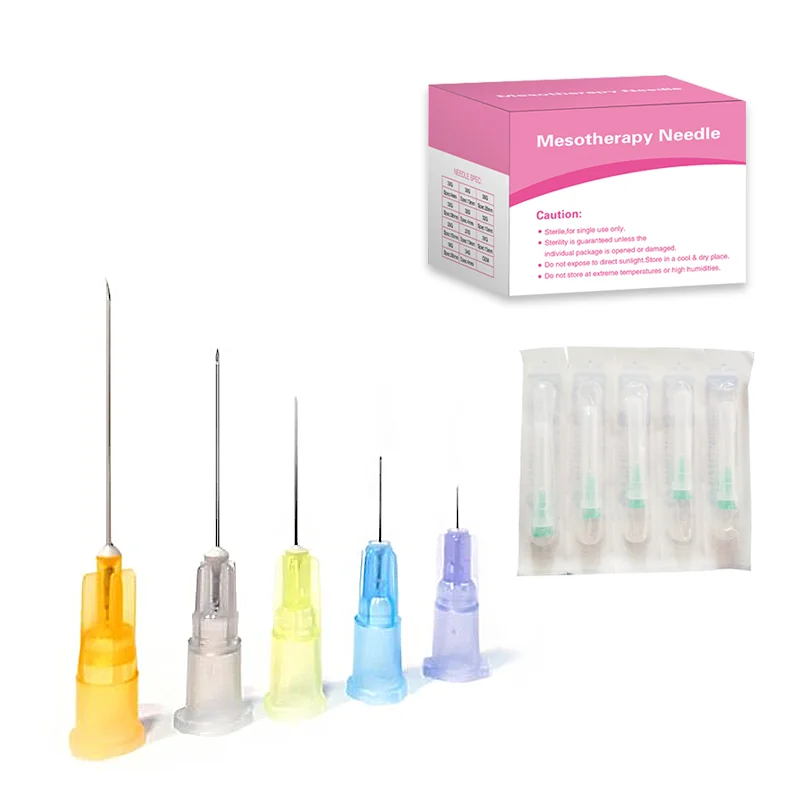 Manufacturer sterile disposable hypodermic yellow 34G 4mm mesotherapy steel sharp needle for syringe