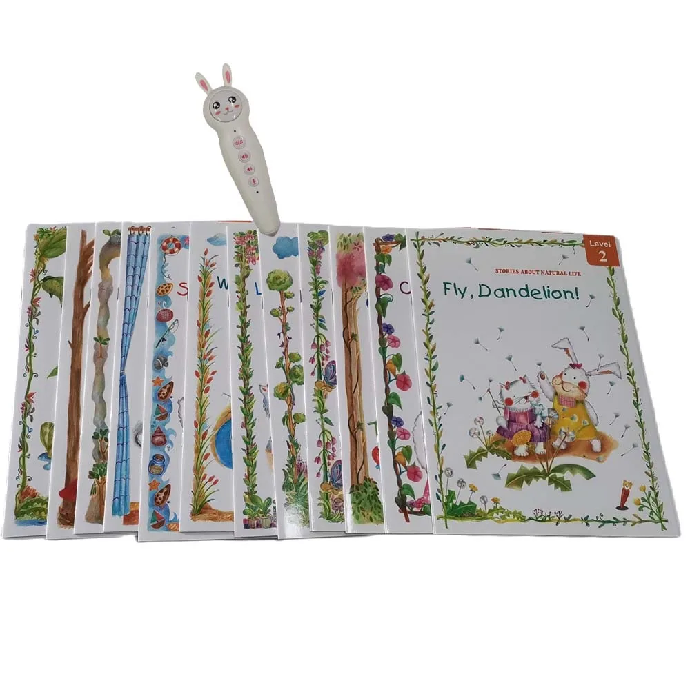 English children story book about natural life with kids talking pen