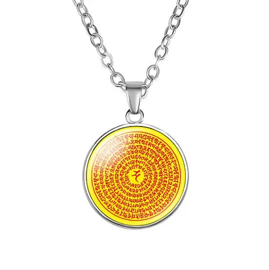Buddhist accessories Shurangama mantra gemstone pendant necklace Six-character mantra, King Heli Dizang seed word Prajna eye